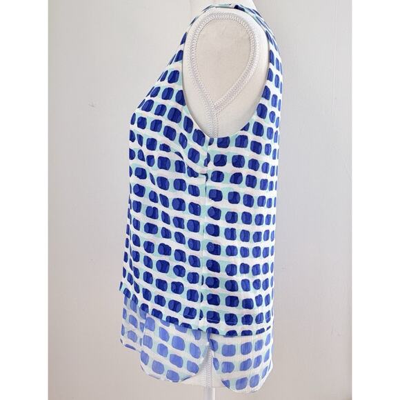 KATE SPADE Layered Sleeveless Top Silk Viscose Watercolor Dots Coastal Preppy S - Picture 9 of 12